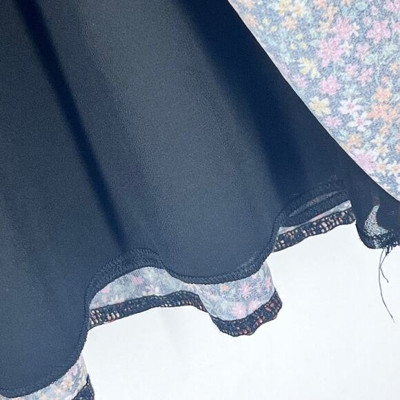 American Eagle Womens Mini Dress Small Burgundy Floral Button Tiered Lined Boho - Picture 5 of 14